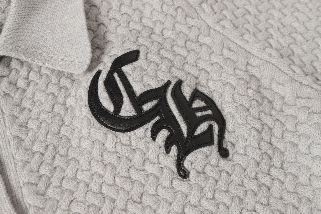 Gothic Cross Knit Cardigan - Black Grey Streetwear Jacket 904